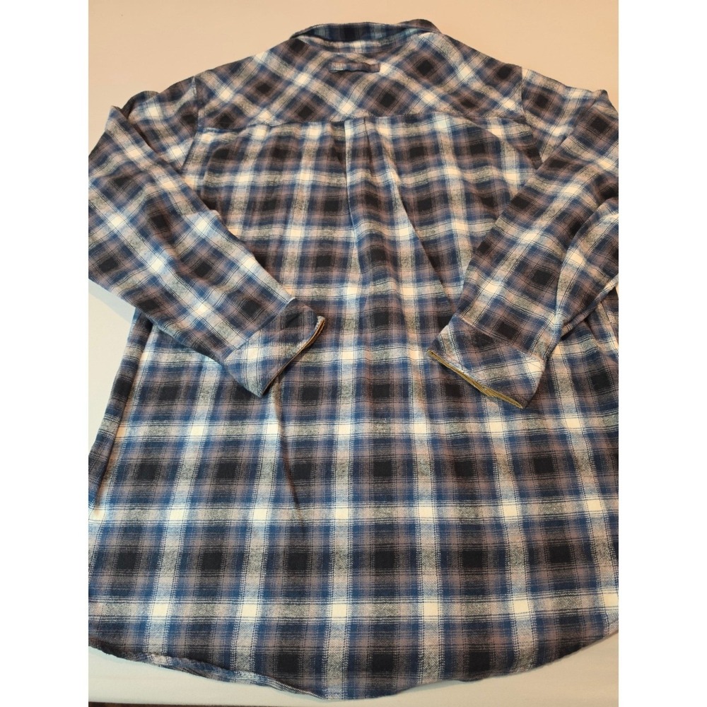 Legendary Whitetails Men XLT Blue Brown Plaid Flannel Shirt Corduroy Trim Cotton - Picture 8 of 9